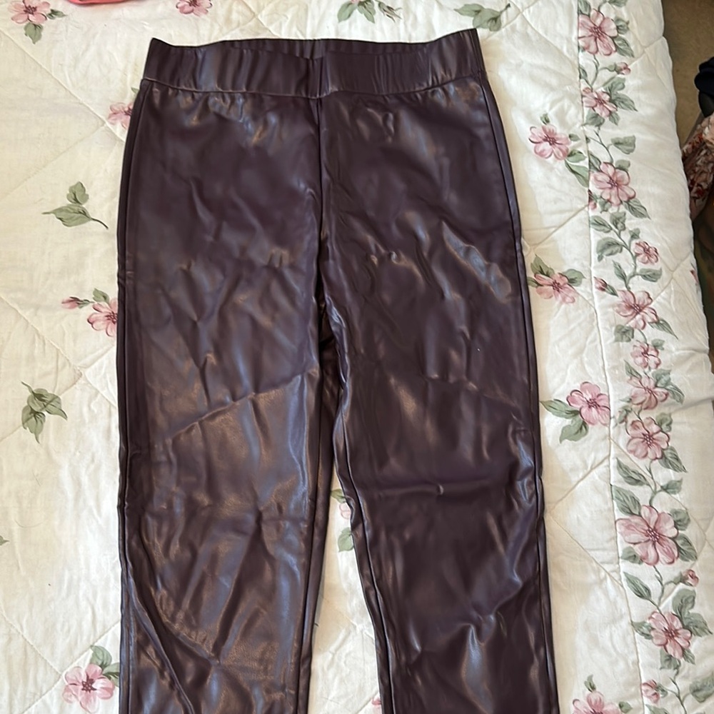 Chic Faux Leather Pants in Deep Brown